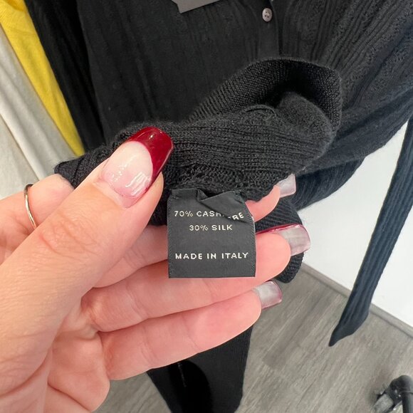 $590 NWT Manrico Black Knit Ribbed Cashmere Cardigan Sweater size XL - Picture 7 of 7